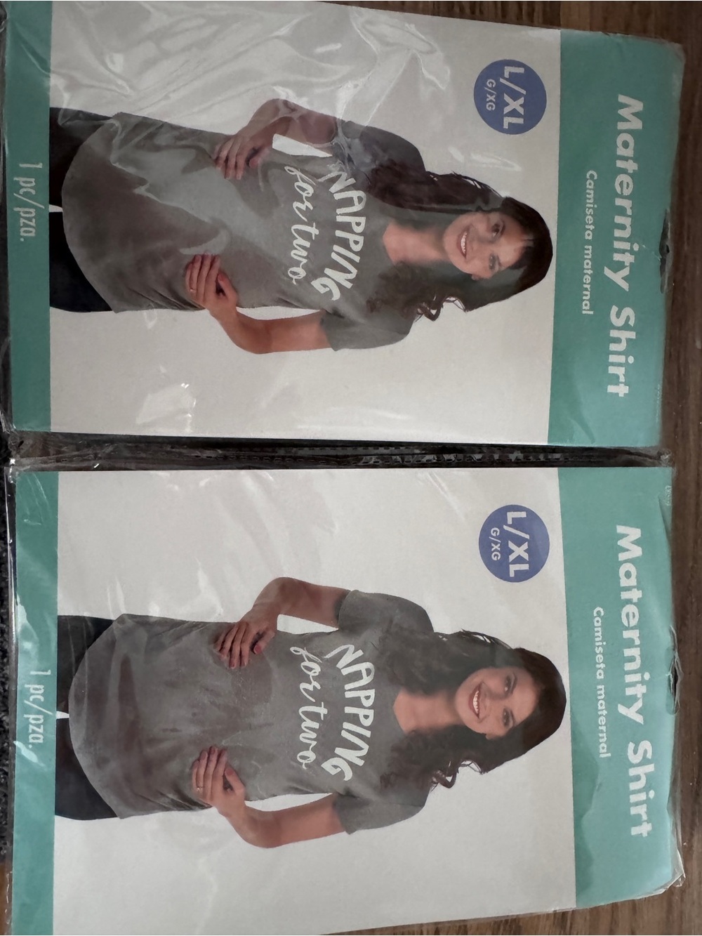 NWT set of 2 maternity shirts sz L/XL “napping for two” brand new